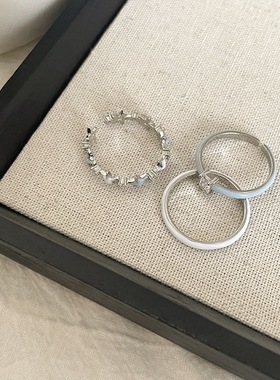 蓝色滴釉锆石星星戒指女小众设计开口食指戒网红时尚个性套装指环