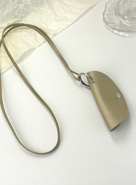 新款春天色ins风PU皮半月钥匙包 防丢钥匙扣挂脖时尚挂脖项链