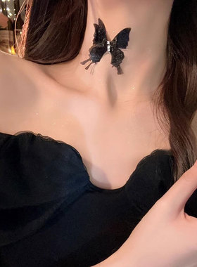 气质蝴蝶锁骨链小众隐形鱼线项链女仙气潮网红ins冷淡风辣妹颈链