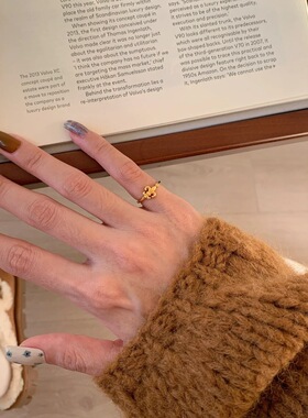 S925纯银鸢尾花镶钻戒指女小众设计轻奢百搭气质高级感中古尾戒指