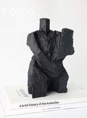 黑色人物太极现代新中式象树脂艺术品样板间售楼部书房软装