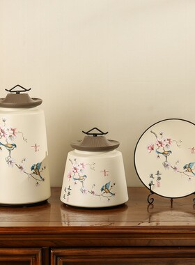 新中式国风家居花瓶仿真花装柿石榴玄关品