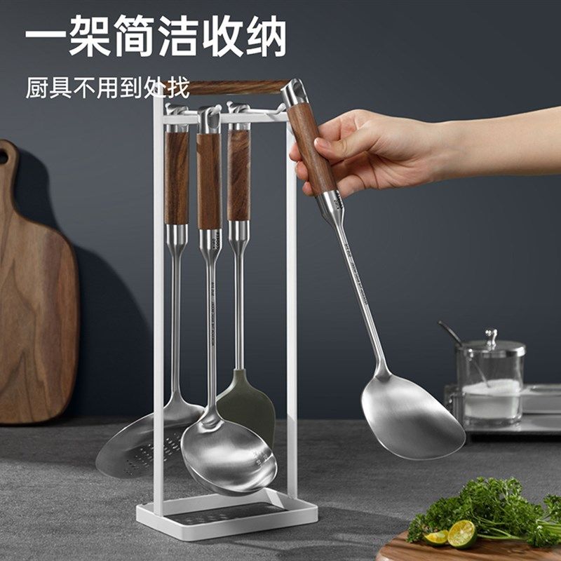 炊大皇铲勺套装花梨木柄加厚锅铲汤漏勺长柄烫带底座,淘宝优惠券,粉丝福利购,淘宝优惠卷