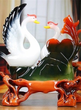 百年好合天鹅一对爱情婚庆新房装饰实用礼品新婚结婚
