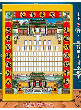 定家堂轴布路版家谱图供奉祖宗祖谱卷轴家堂年画