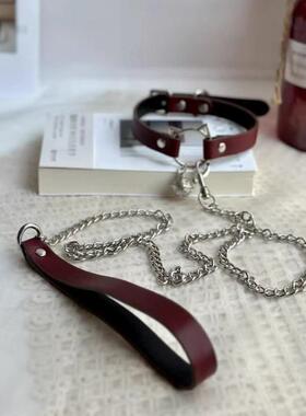 女狗项炼女颈圈项圈男牵引绳吊坠颈部项炼胖毫米厚颈部牵引绳