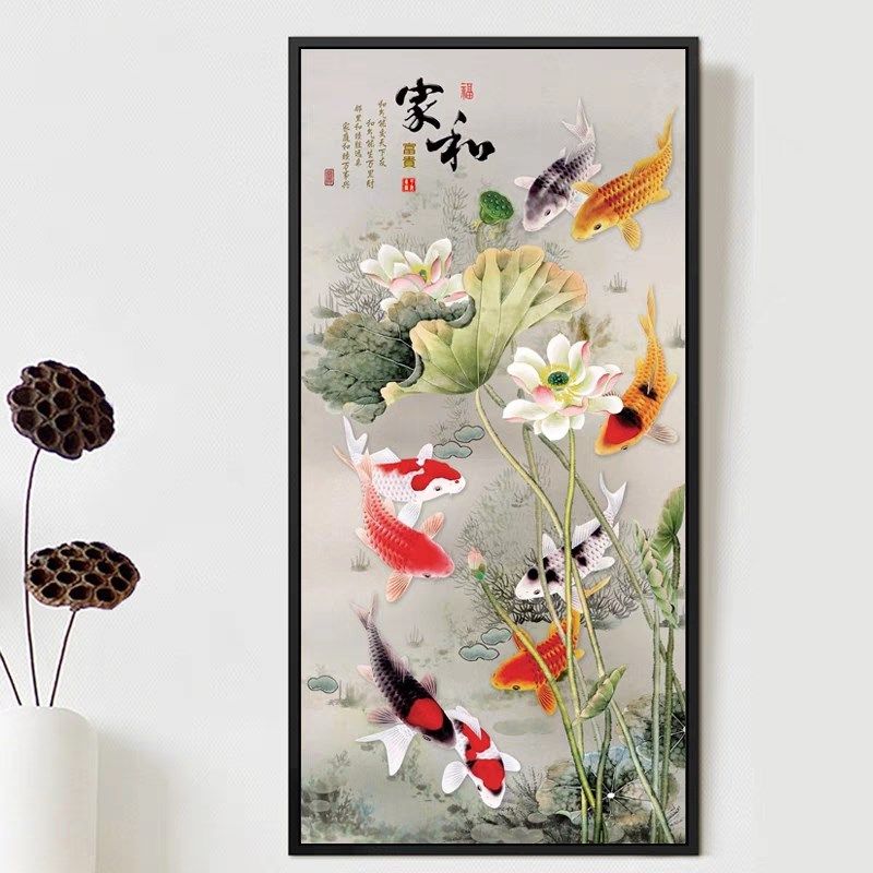 0年钻石画满钻九鱼图贴钻十字绣客厅家和万事兴竖版钻石绣,淘宝优惠券,粉丝福利购,淘宝优惠卷