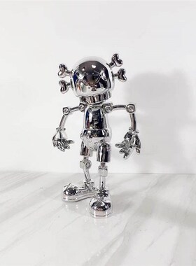 现代简约电镀银色枪色公仔潮玩摆件 样板房室内软装装饰陈设