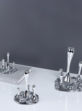 简约现代创意水滴电镀树脂工艺品玄关博古架电视柜装饰品