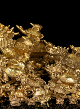纯铜金钱龙龟八卦龟龙头居室工艺品开业礼品