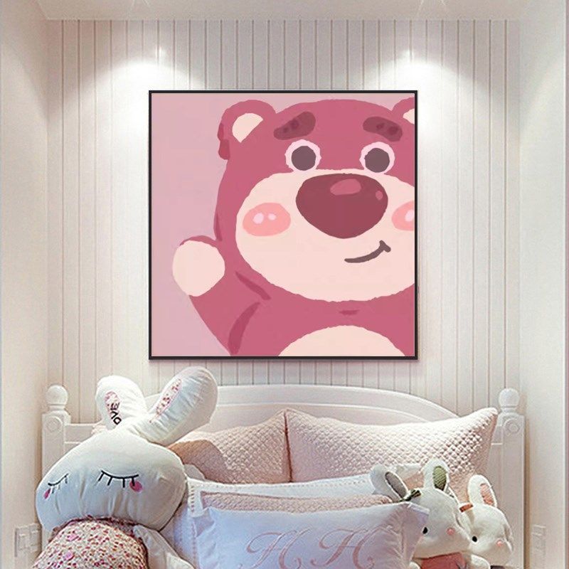 儿童钻石画卧室小幅手工贴砖十字绣草莓熊钻石绣,淘宝优惠券,粉丝福利购,淘宝优惠卷