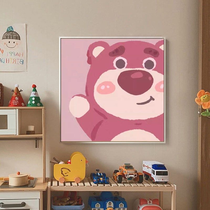 儿童钻石画卧室小幅手工贴砖十字绣草莓熊钻石绣,淘宝优惠券,粉丝福利购,淘宝优惠卷