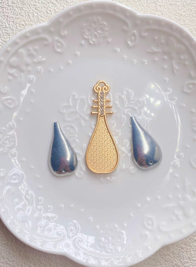 纤纤宋锦diy新款琵琶古琴压襟挂件吊坠  贴皮包布精品底胚