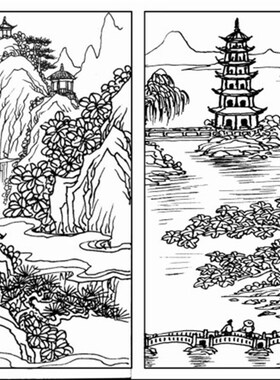 浮雕白描图灰度图设计 图方案石雕图案设计深化施工图加工作