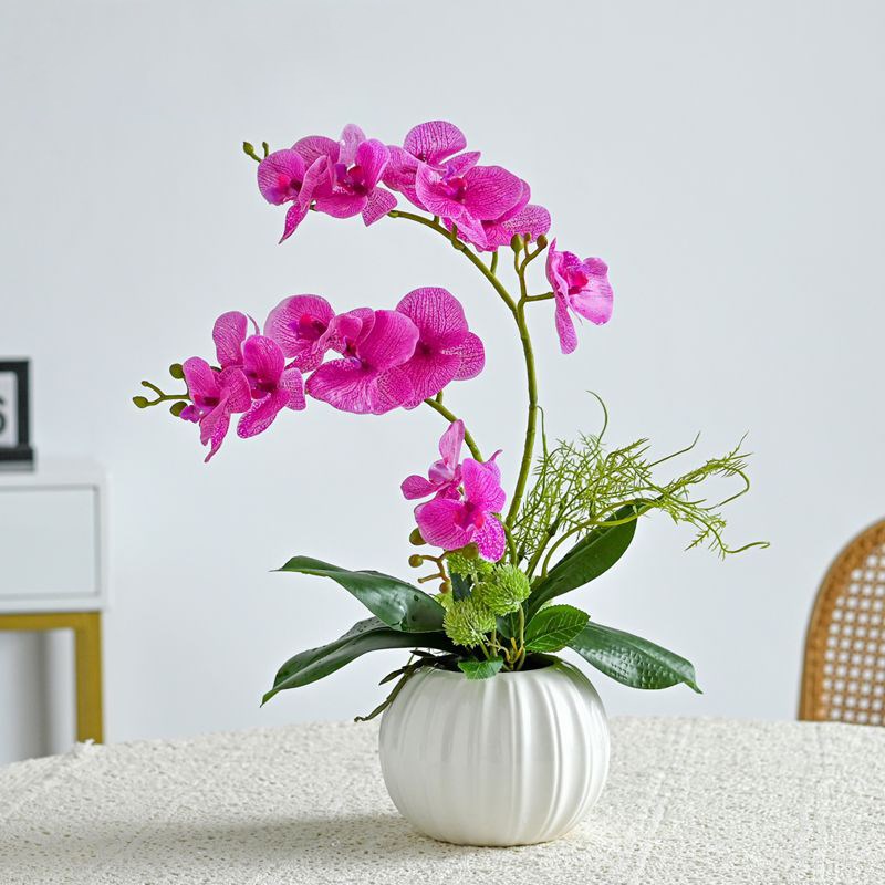 仿真花蝴蝶兰假花盆栽客厅摆设电视柜餐桌装饰花客厅茶几室内摆件 - 图1