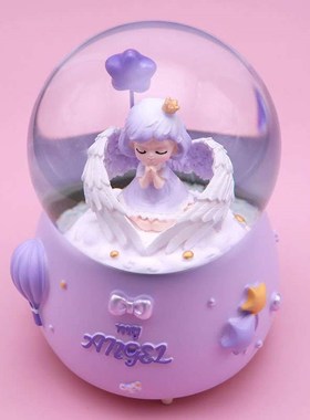 儿童节礼物水晶球音乐盒八音盒摆件飘雪生日礼物女孩女生女童公主