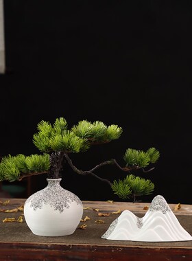 新中式侘寂风创意白色花瓶仿真花高端花卉电视柜餐桌装饰摆设