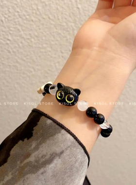 猫咪串珠手链女生情侣款一对陶瓷手串可爱闺蜜生日礼物弹力绳手饰