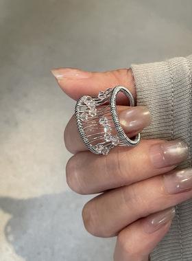 韩系简约网面镂空小球戒指女ins风气质百搭指环小众高级感食指戒