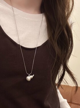 韩系简约葫芦吊坠抽拉项链女小众高级感毛衣链日常百搭精致长颈链