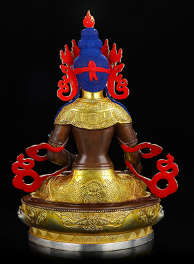 地藏菩萨佛像纯铜古色鎏金鎏银密宗居家7寸1尺佛台摆件地藏王佛像