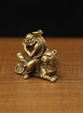 实心铜佛像十八罗汉降龙伏虎罗汉迷你微雕古玩铜器可做钥匙扣挂件