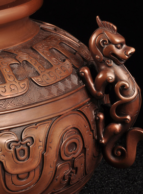 紫铜聚宝盆摆件招财摆设家居客厅玄关装饰工艺礼品摆饰乔迁新居开