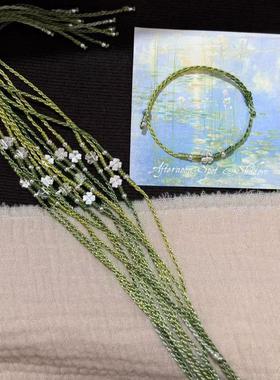 绿意盎然四叶草手工编织小众独特精致幸运星轻奢百搭可调节手链