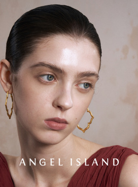 「如是」柿蒂纹镂空窗花素耳圈 ANGEL ISLAND天使岛 轻奢金色耳饰