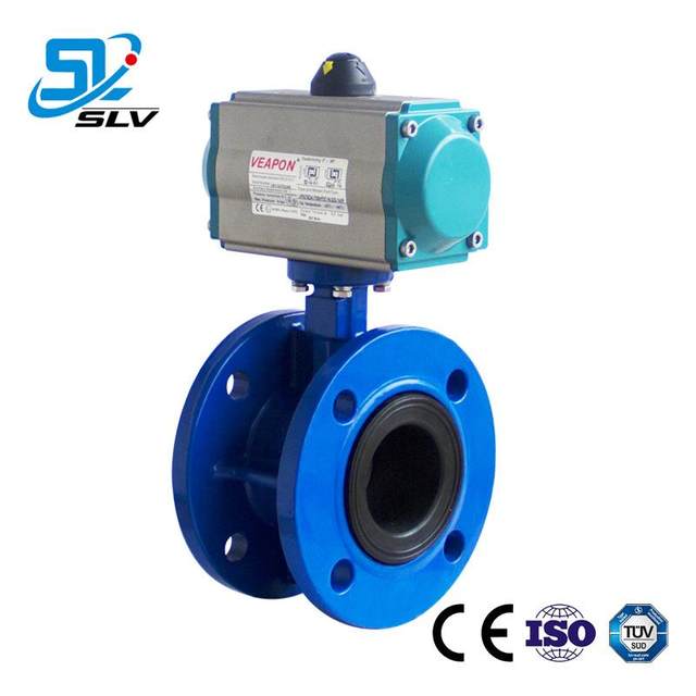 Manufacturer custom 641-16 flange pneumatic butterfly valve soft seal cast iron cutting valve Pneumatic flange butterfly valve