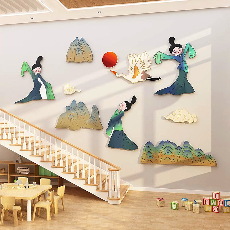 舞蹈教室布置少儿艺术培训机构墙面装饰背景只此青绿文化墙壁贴画,淘宝优惠券,粉丝福利购,淘宝优惠卷