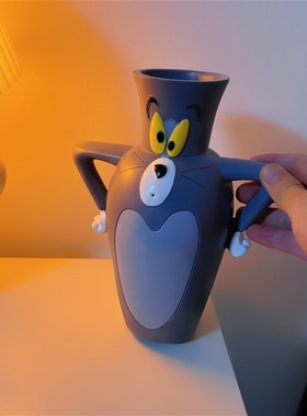 创意插画汤姆猫花瓶可爱趣味高级工艺品家居个性装饰礼物