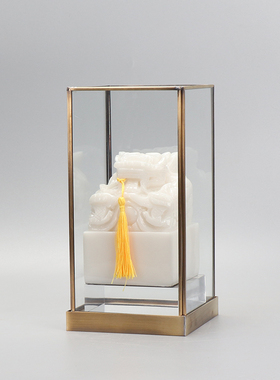 中式仿玉玺玻璃罩子样版房间售楼处厅茶几书柜软装饰品