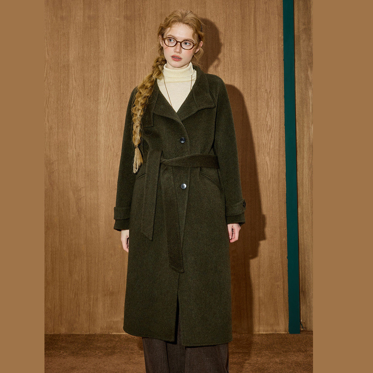 coolhut极简风长款羊绒大衣女双排扣廓形老钱风外套,淘宝优惠券,粉丝福利购,淘宝优惠卷