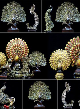 欧式富贵吉祥大孔雀开屏客厅电视柜玄关柜酒吧会所摆设工艺品摆件