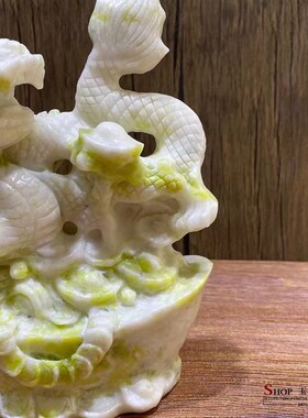 天然岫玉生肖龙摆件家居客厅书房酒柜电视柜办公室工艺品礼品摆设