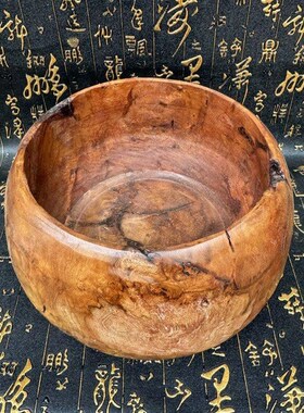 甄选天然枣木中式家居雷击木雕玄关摆件空心朽木实木大钵罄摆件