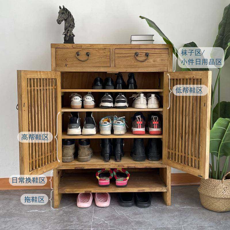 老榆木餐边柜实木储物鞋柜中式靠墙边柜客厅收纳茶水柜复古家用,淘宝优惠券,粉丝福利购,淘宝优惠卷