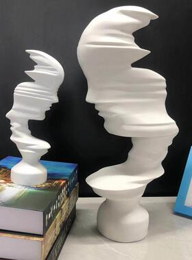 现代高级黑白树脂艺术品个性电视柜玄关家居抽象人物摆件客厅雕塑