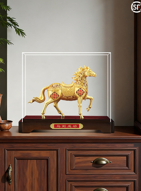 马到成功铜摆件鎏金花丝工艺品