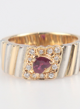 【自营】中古95新心形红宝石钻石拼色戒指