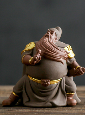 中式创意关羽关公陶瓷摆件家居客厅书法玄关桌面装饰品工艺品送礼