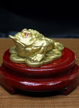 纯铜桌面迷你小摆件招财金蟾三足中式创意工艺品办公桌装饰品摆设