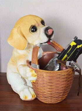 可爱狗狗收纳篮田园风柴犬造玄关钥匙收纳架前台糖果盒