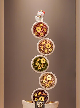 入户玄关五谷丰登杂粮摆件招财客厅电视柜装饰品乔迁新居搬家礼物