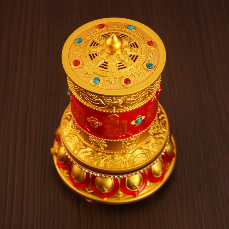 微珀电动摆件转筒藏式家用电动插电29居吉祥转桶四色藏族转经简轮 - 图1