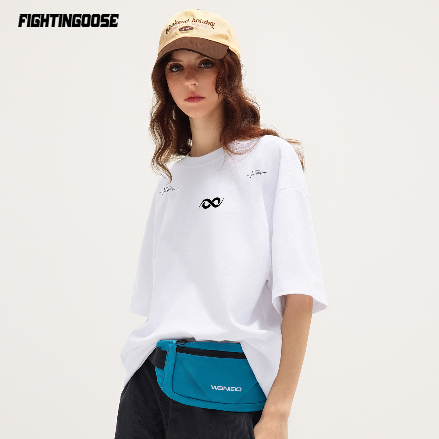 简约休闲字母印花短袖美式穿搭情侣夏男女国潮宽松重磅穿棉t恤 - 图2