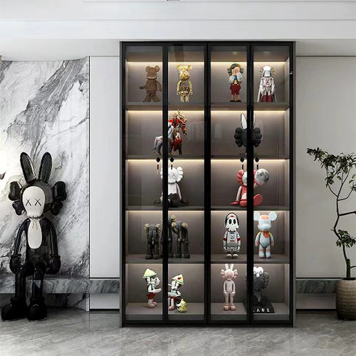 轻奢手办展示柜乐高玩具陈列储物柜玻璃门简约现代防尘书柜展示架 - 图0