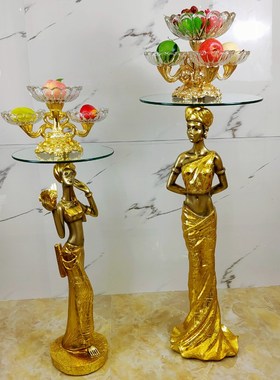 客厅落地摆件家居装饰品沙发角落角几欧式非洲美女酒店西餐厅摆设