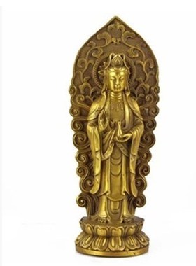 纯铜西方三圣摆件神像铜观音菩萨阿弥陀佛大势至佛像工艺品摆设